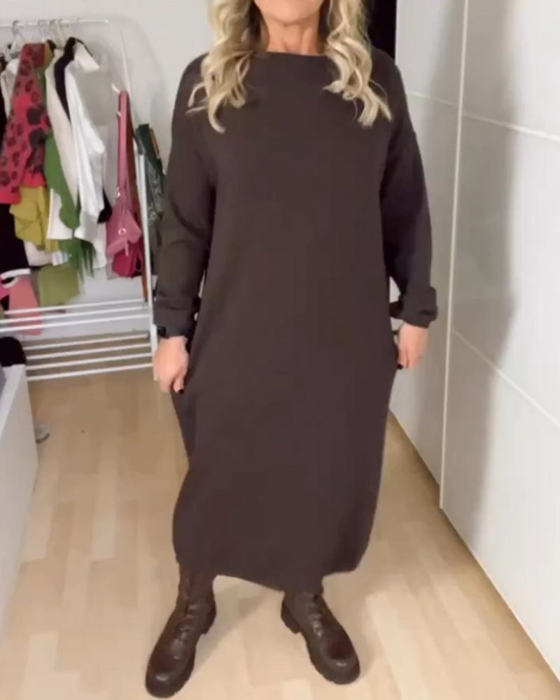 Casual Jurk met ronde hals in de kleur Wit voor dames in stijl ideaal voor de herfst.