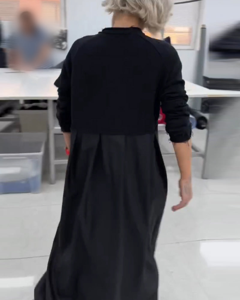 Casual lange zwarte a-lijn jurk in de kleur Zwart voor dames in Casual stijl ideaal voor de herfst.