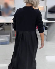 Casual lange zwarte a-lijn jurk in de kleur Zwart voor dames in Casual stijl ideaal voor de herfst.