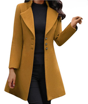 Celine | Italiaanse wollen blazer-jas met lange mouwen in de kleur Geel voor dames in Heritage stijl ideaal voor de winter