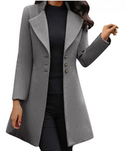 Celine | Italiaanse wollen blazer-jas met lange mouwen in de kleur Grijs voor dames in Heritage stijl ideaal voor de winter