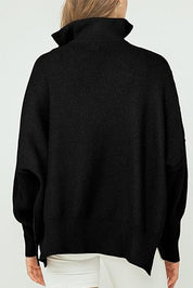 Coltrui met rits, V-hals en lange mouwen in de kleur Zwart voor dames in stijl ideaal voor de herfst.