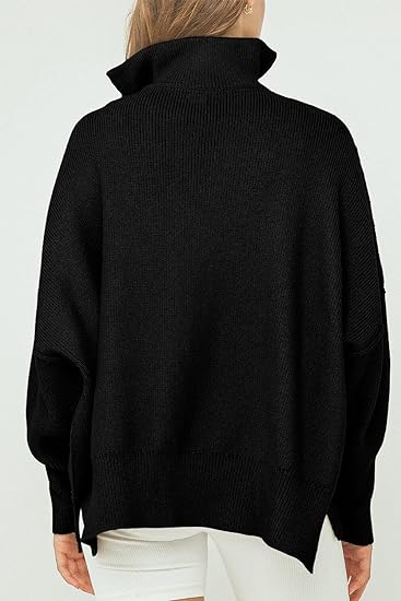 Coltrui met rits, V-hals en lange mouwen in de kleur Zwart voor dames in stijl ideaal voor de herfst.