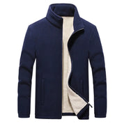 Comfortabele Fleece Jas in de kleur Marineblauw voor heren in Lounge stijl ideaal voor de herfst.
