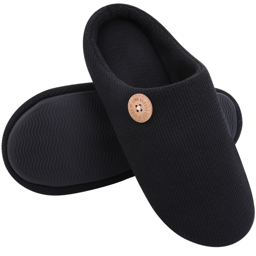 Comfortabele traagschuim slippers in de kleur Zwart voor dames in Beach stijl geschikt voor alle seizoenen.