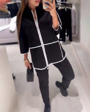 Contrast Coat met rits in de kleur Zwart voor dames in stijl ideaal voor de herfst.