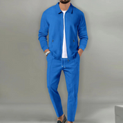 Daan | Premium outfitset | polovest en bijpassende chino broek in de kleur Blauw voor heren in Casual stijl ideaal voor de zomer.
