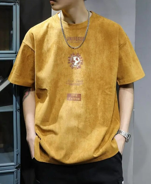 Daan | Printed Heren T-Shirt in de kleur Geel voor heren in stijl ideaal voor de zomer.