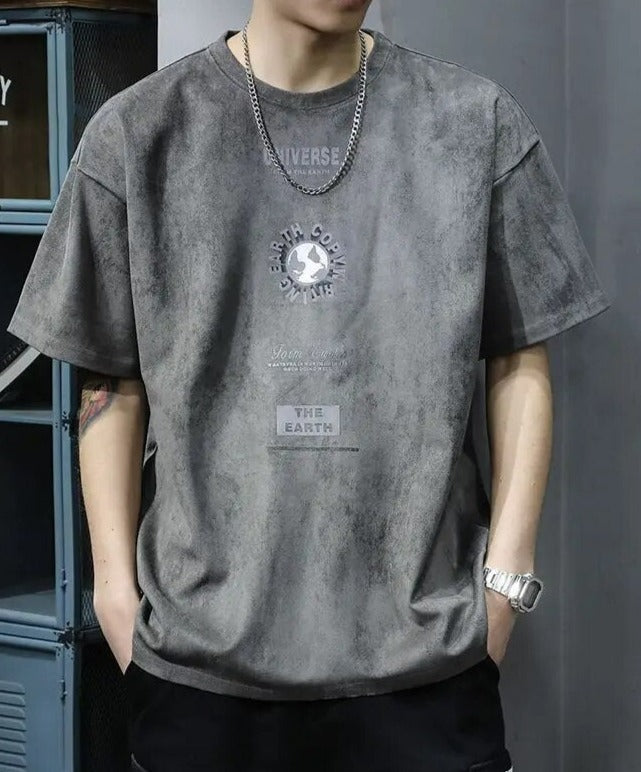 Daan | Printed Heren T-Shirt in de kleur Grijs voor heren in stijl ideaal voor de zomer.