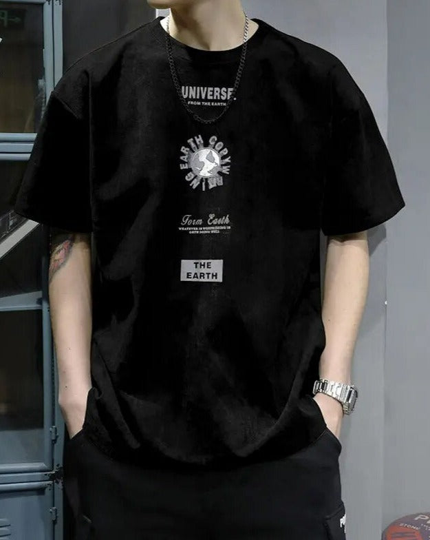 Daan | Printed Heren T-Shirt in de kleur Zwart voor heren in stijl ideaal voor de zomer.