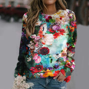 Dagmar | Dames Trui met ronde hals en verschillende printjes in de kleur Gemengde kleur voor dames in stijl ideaal voor de herfst.