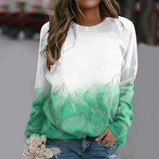 Dagmar | Dames Trui met ronde hals en verschillende printjes in de kleur Groen voor dames in stijl ideaal voor de herfst.