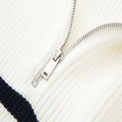 Damian | Gestreepte rits trui in de kleur Wit/Zwart voor heren in stijl ideaal voor de winter