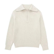 Damian | Gestreepte rits trui in de kleur Wit voor heren in stijl ideaal voor de winter