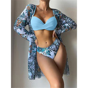 Dante | Kleurrijke & sexy 3-delige bikiniset in de kleur Blauw voor dames in Beach stijl ideaal voor de zomer.