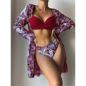 Dante | Kleurrijke & sexy 3-delige bikiniset in de kleur Rood voor dames in Beach stijl ideaal voor de zomer.