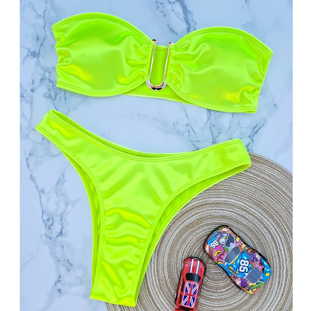 Dante | Sexy & trendy strapless bikini in de kleur Neon voor dames in Beach stijl ideaal voor de zomer.