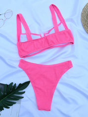 Dante | Stijlvolle & klassieke geribbelde bikini in de kleur Lichtblauw voor dames in Beach stijl ideaal voor de zomer.