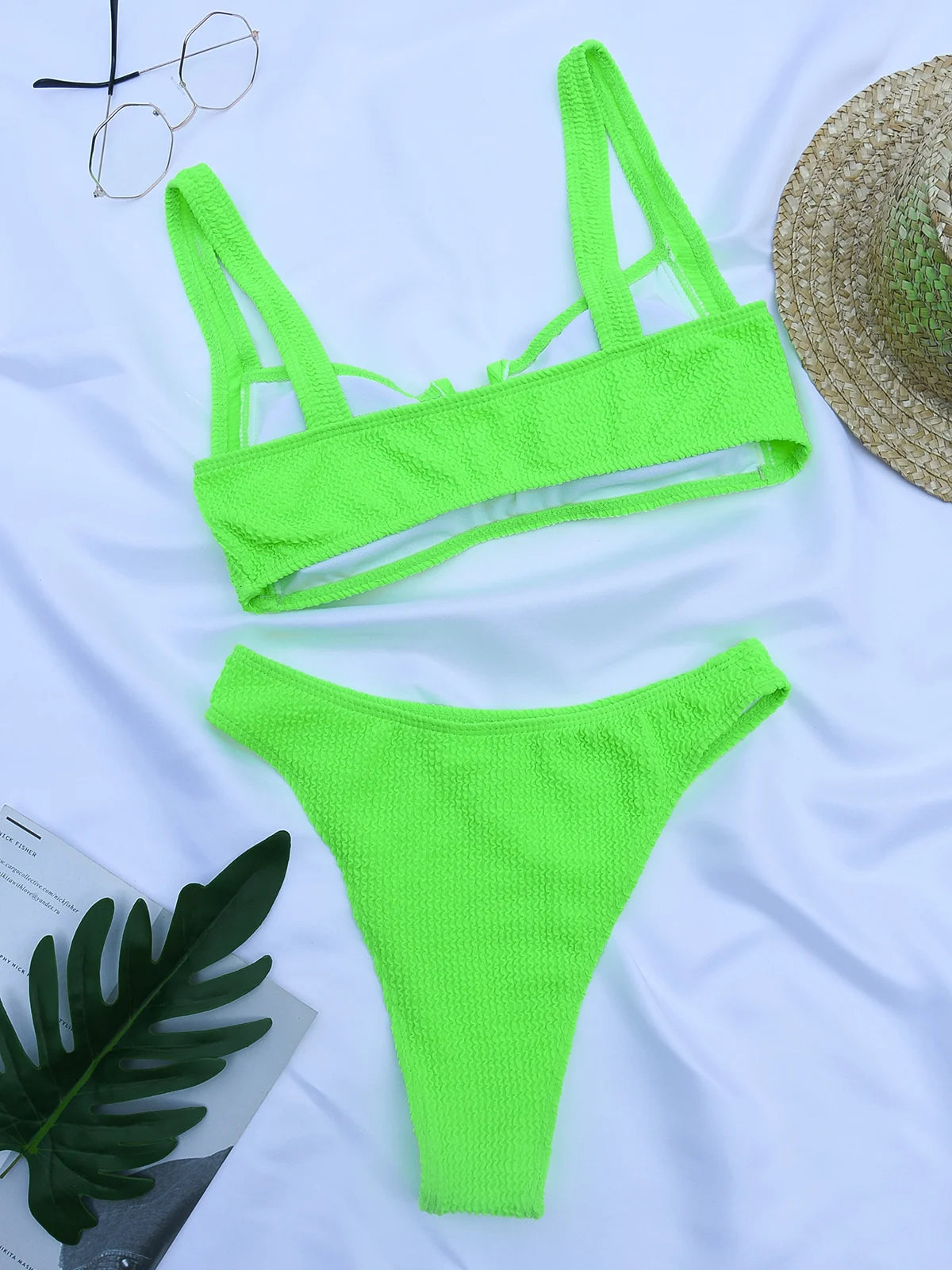 Dante | Stijlvolle & klassieke geribbelde bikini in de kleur Lichtblauw voor dames in Beach stijl ideaal voor de zomer.