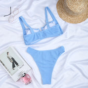 Dante | Stijlvolle & klassieke geribbelde bikini in de kleur Lichtblauw voor dames in Beach stijl ideaal voor de zomer.