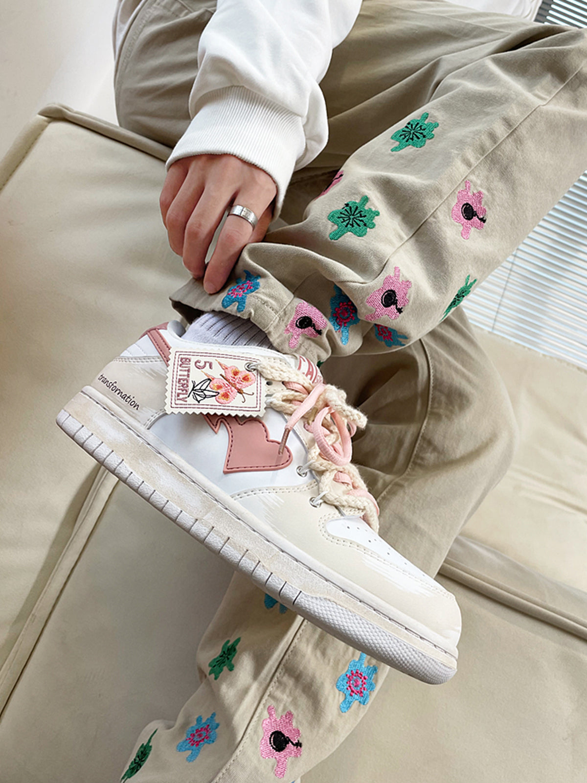 Darius | Skate schoenen in de kleur Crème voor heren in Streetwear stijl ideaal voor de winter