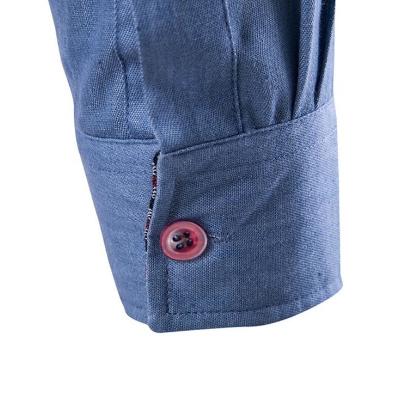 Denim Overhemd in de kleur Donkerblauw voor heren in stijl geschikt voor alle seizoenen.