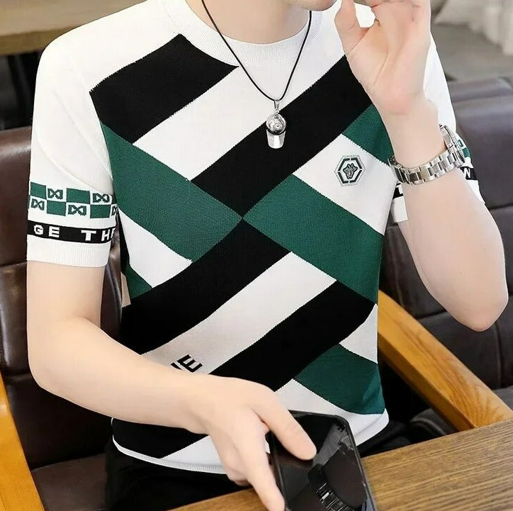 Dicky | Geometrisch heren t-shirt in de kleur Wit voor heren in stijl ideaal voor de zomer.