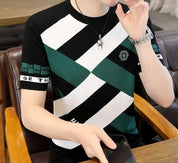 Dicky | Geometrisch heren t-shirt in de kleur Zwart voor heren in stijl ideaal voor de zomer.