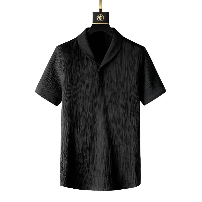 Django | Katoenen polo & pantalonsuit in de kleur Zwart voor heren in Formal stijl ideaal voor de zomer.