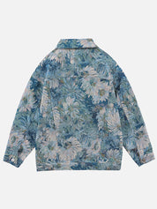 Eefje | Bloemen Denim Jas in de kleur Blauw voor dames in Heritage stijl ideaal voor de herfst.
