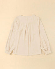 Effen kleur elegant geplooid overhemd in de kleur Beige voor dames in stijl ideaal voor de herfst.