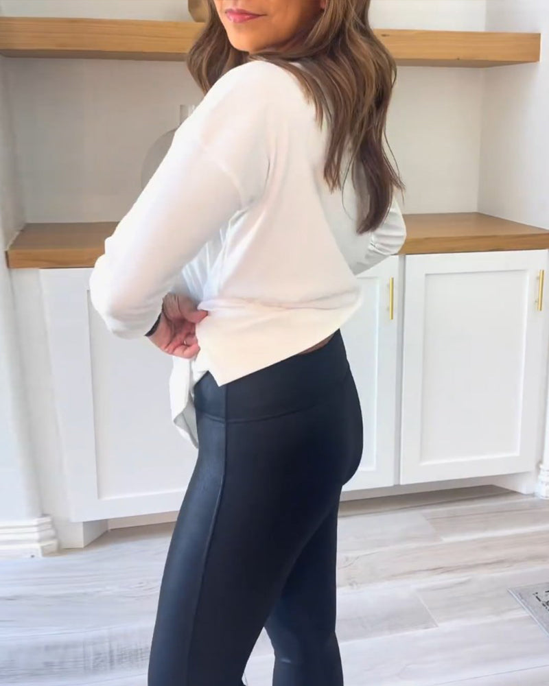 Effen sweatshirt met lange mouwen in de kleur Wit voor dames in Casual stijl ideaal voor de herfst.