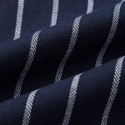 Elias | Gestreept katoenen overhemd & linnen broek met rechte pijpen in de kleur Marineblauw voor heren in Beach stijl ideaal voor de zomer.