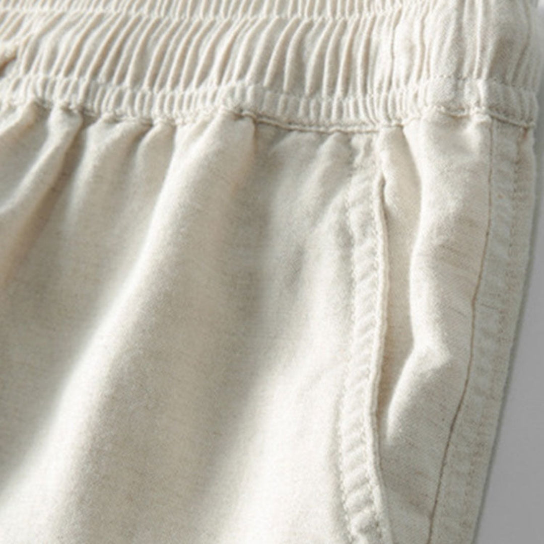 Elias | Gestreept katoenen overhemd & linnen broek met rechte pijpen in de kleur Marineblauw voor heren in Beach stijl ideaal voor de zomer.