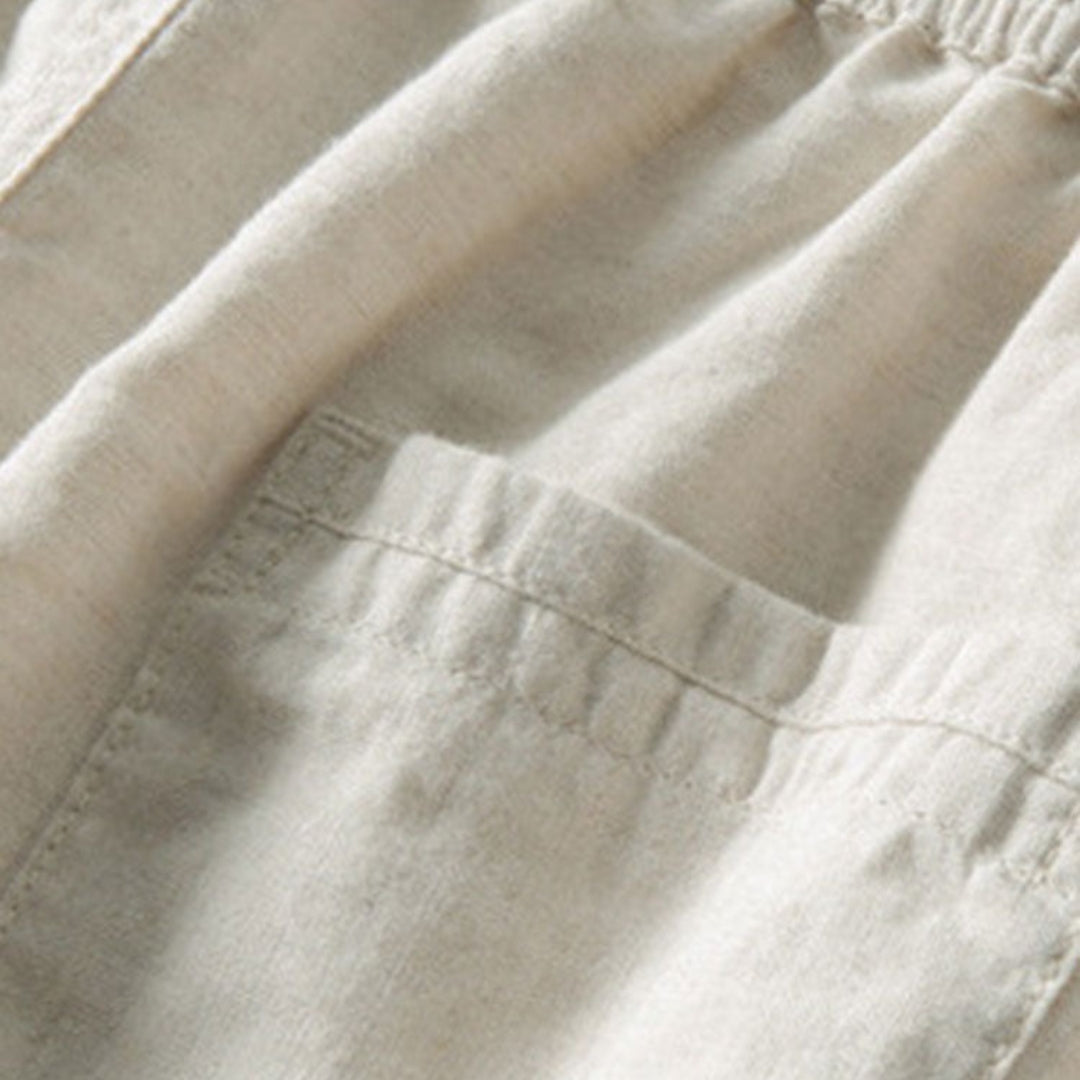 Elias | Gestreept katoenen overhemd & linnen broek met rechte pijpen in de kleur Marineblauw voor heren in Beach stijl ideaal voor de zomer.