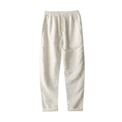 Elias | Gestreept katoenen overhemd & linnen broek met rechte pijpen in de kleur Marineblauw voor heren in Beach stijl ideaal voor de zomer.