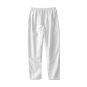 Elias | Gestreept katoenen overhemd & linnen broek met rechte pijpen in de kleur Marineblauw voor heren in Beach stijl ideaal voor de zomer.