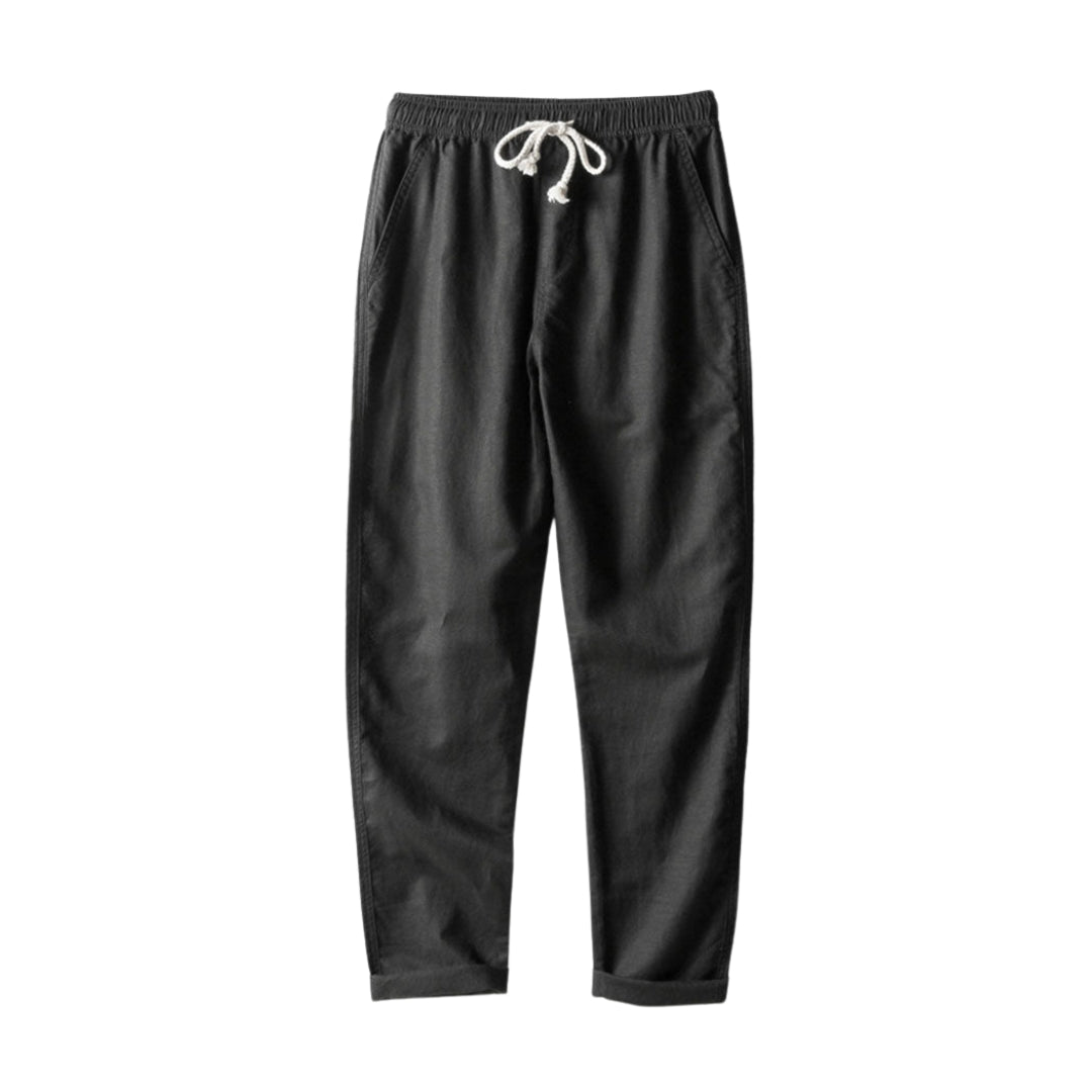 Elias | Gestreept katoenen overhemd & linnen broek met rechte pijpen in de kleur Marineblauw voor heren in Beach stijl ideaal voor de zomer.