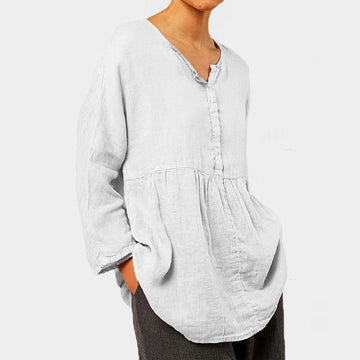 ELINE | Elegante en hoogwaardige damesblouse in de kleur Lichtgrijs voor dames in stijl ideaal voor de herfst.
