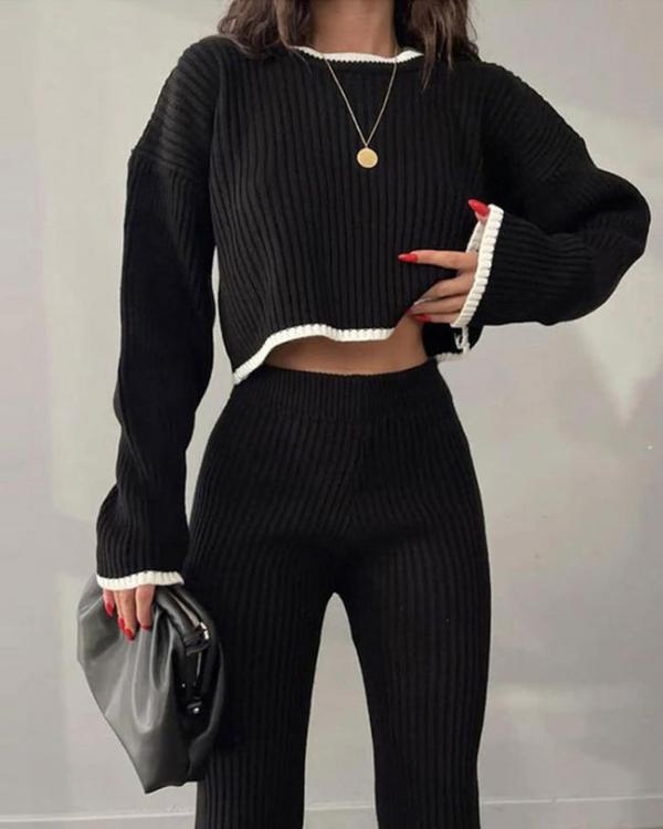 Eline | Randversierde jas & casual broek set in de kleur Wit voor dames in Smart-casual stijl ideaal voor de winter