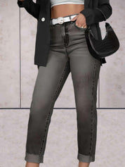 Eline | Stijlvolle hoge taille jeans in de kleur Donkerblauw voor dames in stijl ideaal voor de lente.