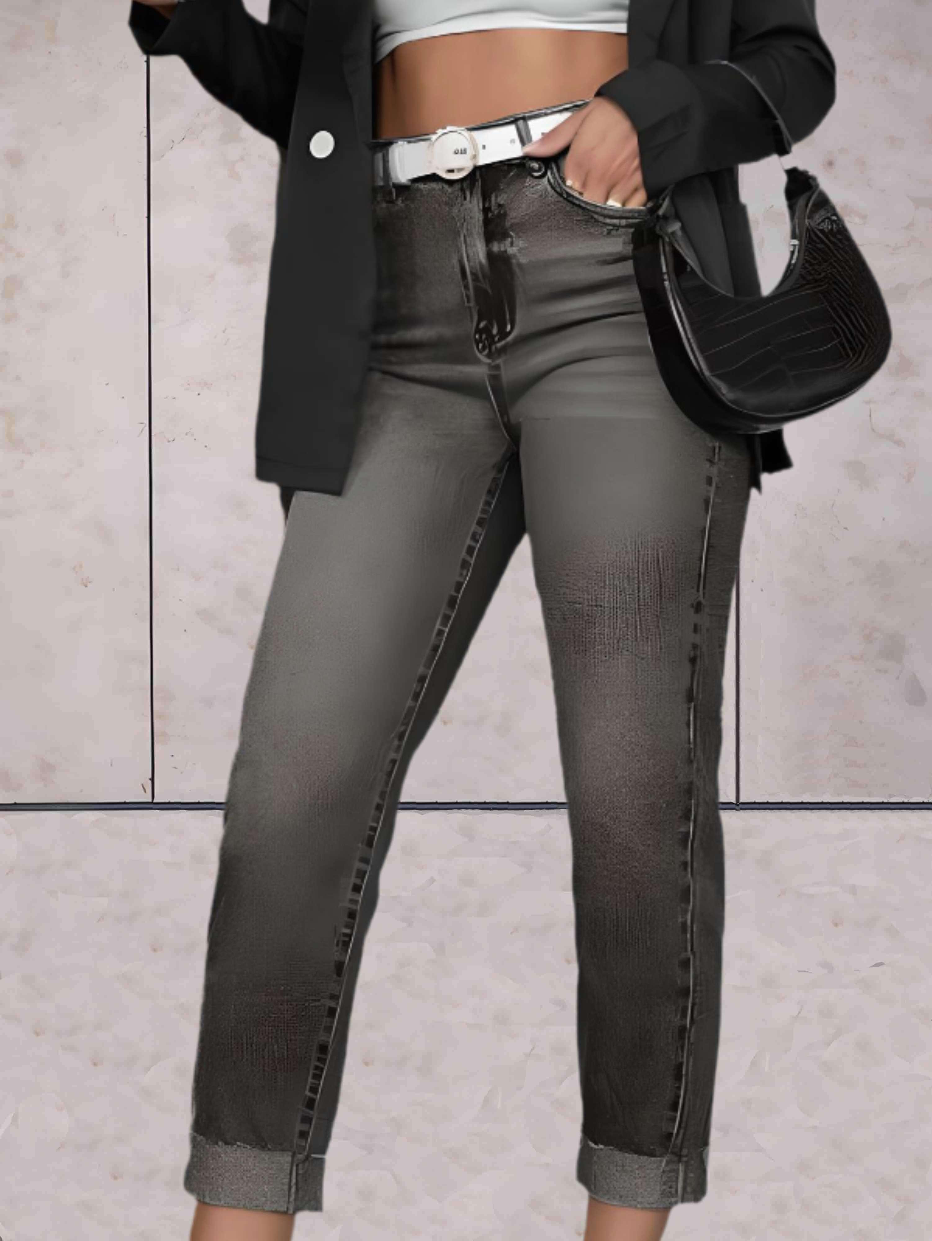 Eline | Stijlvolle hoge taille jeans in de kleur Donkerblauw voor dames in stijl ideaal voor de lente.