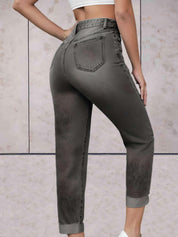 Eline | Stijlvolle hoge taille jeans in de kleur Donkerblauw voor dames in stijl ideaal voor de lente.