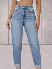 Eline | Stijlvolle hoge taille jeans in de kleur Lichtblauw voor dames in stijl ideaal voor de lente.