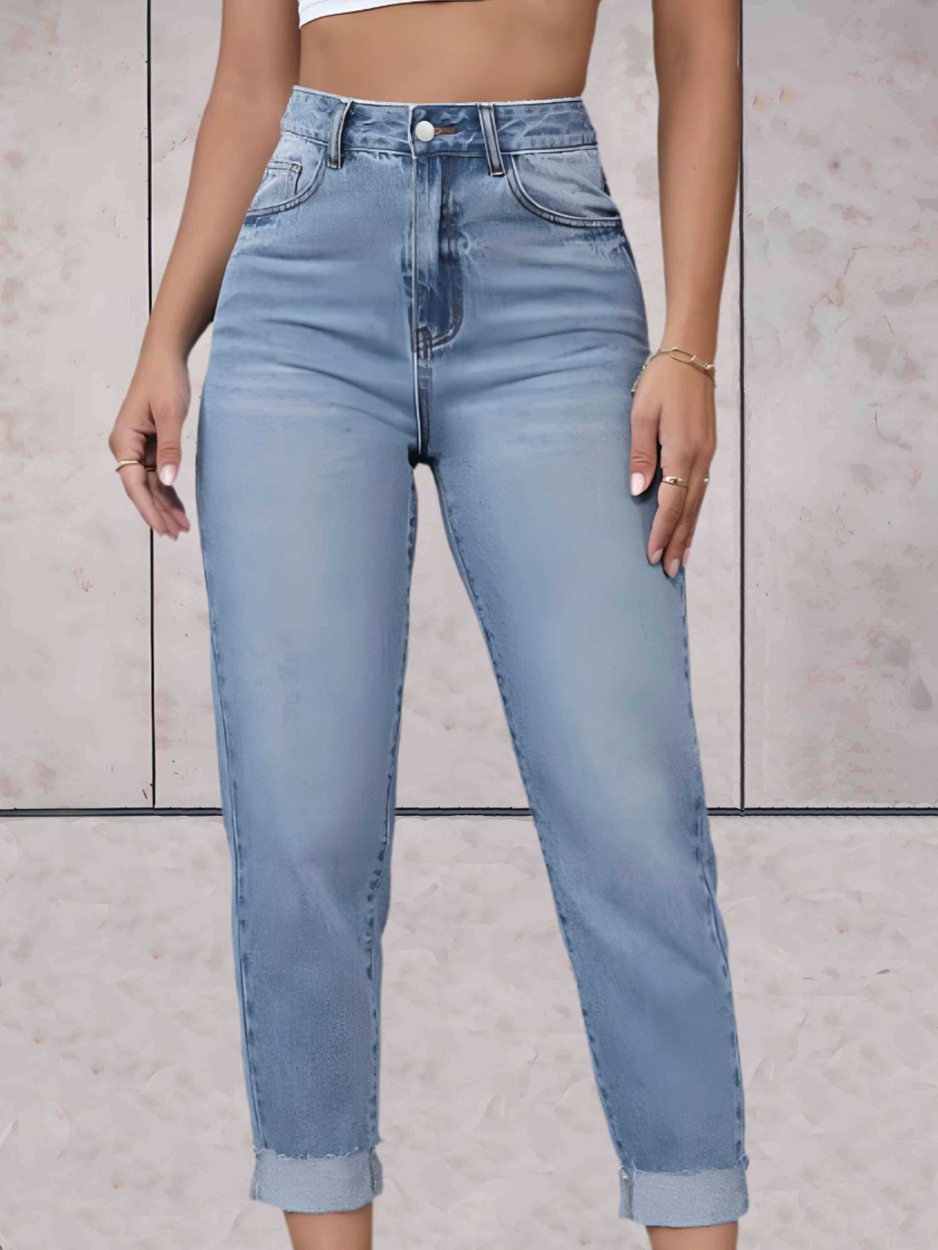 Eline | Stijlvolle hoge taille jeans in de kleur Lichtblauw voor dames in stijl ideaal voor de lente.