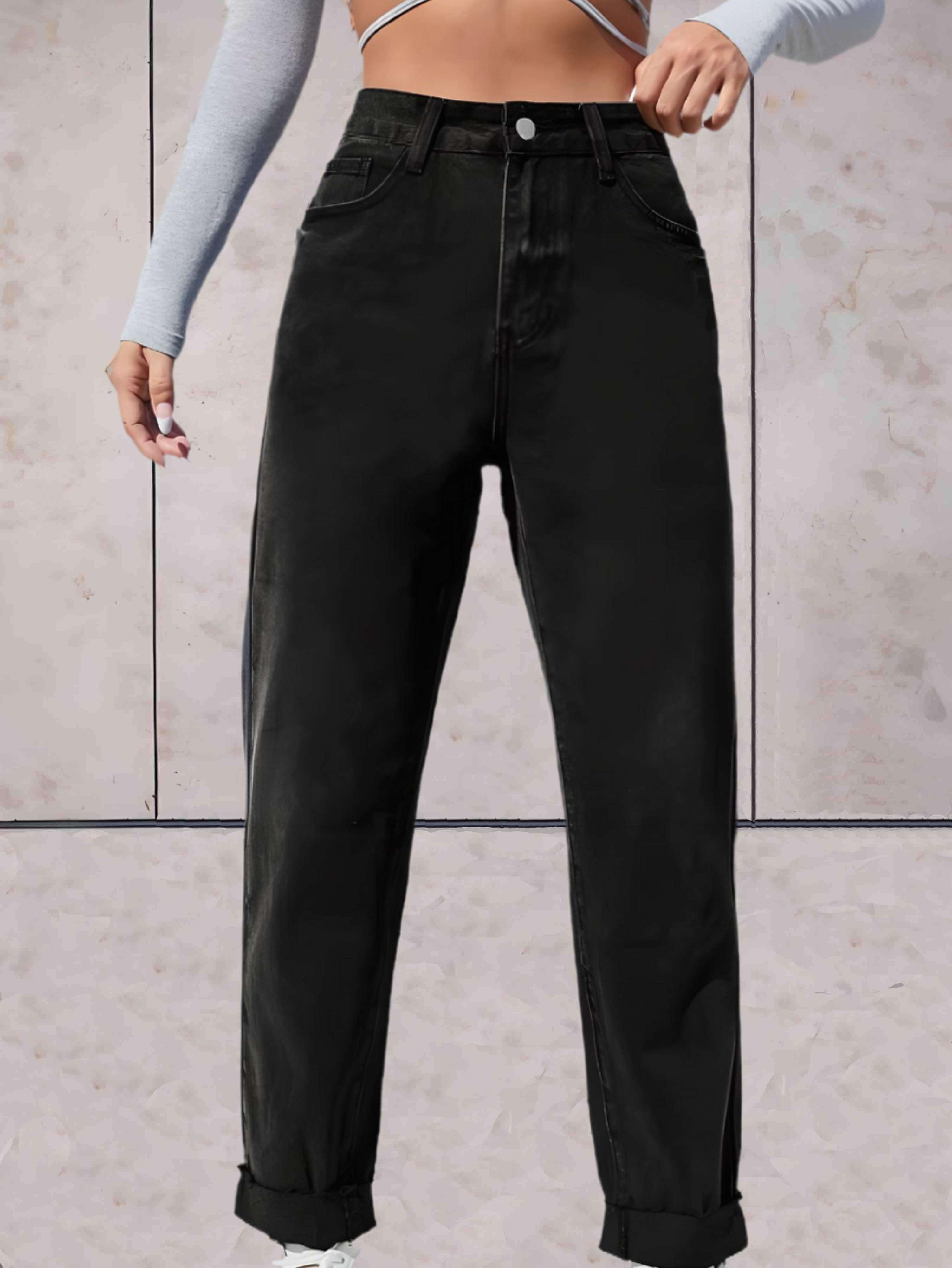 Eline | Stijlvolle hoge taille jeans in de kleur Zwart voor dames in stijl ideaal voor de lente.