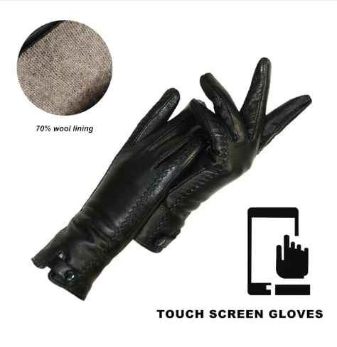 Eline | Vintage & stijlvolle leren handschoenen in de kleur WOLLEN VOERING TOUCHSCREEN voor dames in Heritage stijl ideaal voor de winter