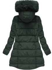 Elisabeth | Gewatteerde jas met pluche voering in de kleur Groen voor dames in stijl ideaal voor de winter