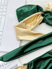 Emma | Stijlvolle & chique bikini in de kleur Beige/Groen voor dames in Beach stijl ideaal voor de zomer.