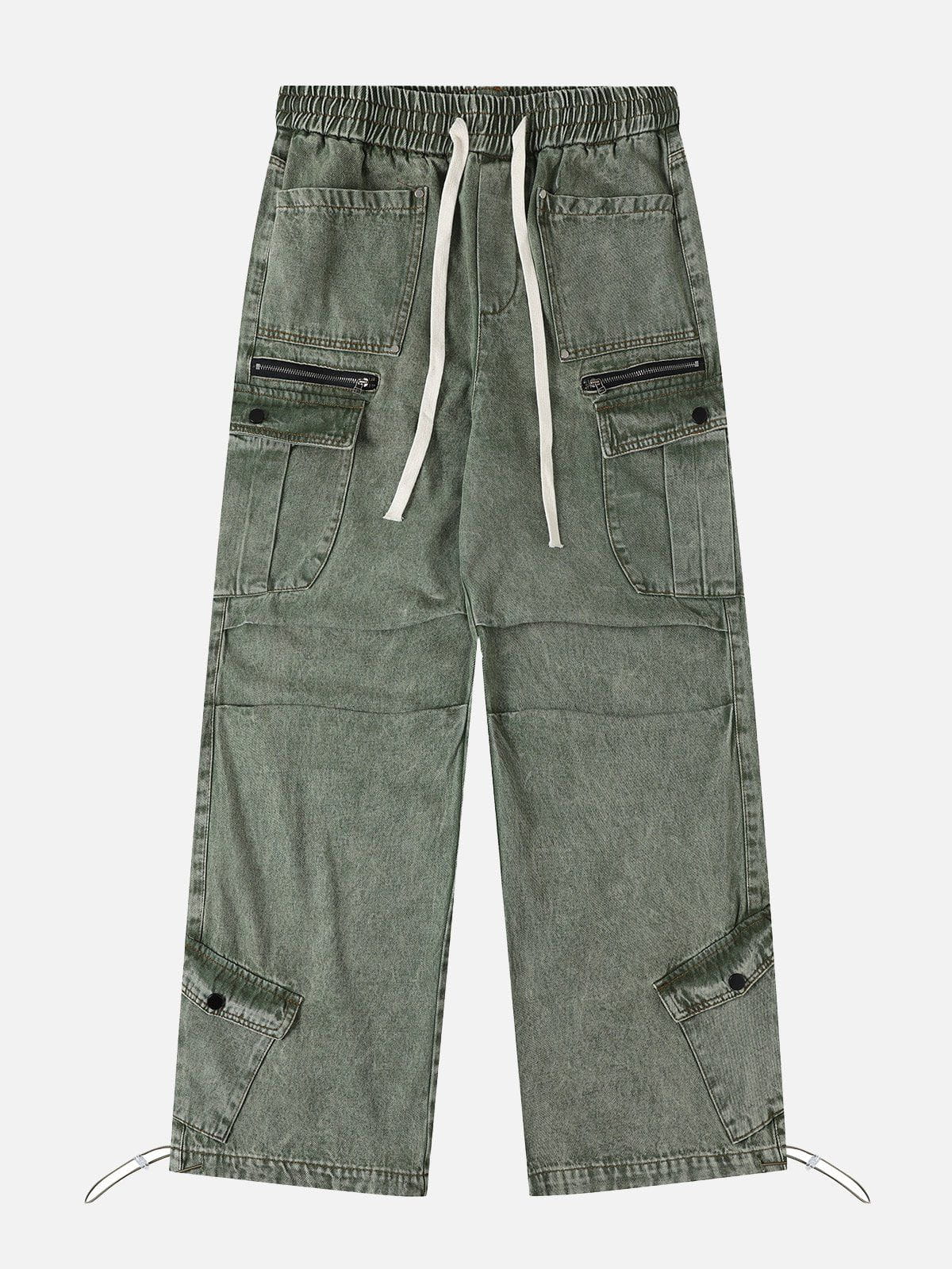 Esmée | Cargo Jeans met Trekkoord in de kleur Groen voor dames in Outdoor stijl ideaal voor de herfst.